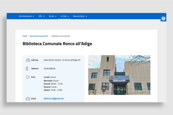 Sito web comunale di Ronco all'Adige biblioteca
