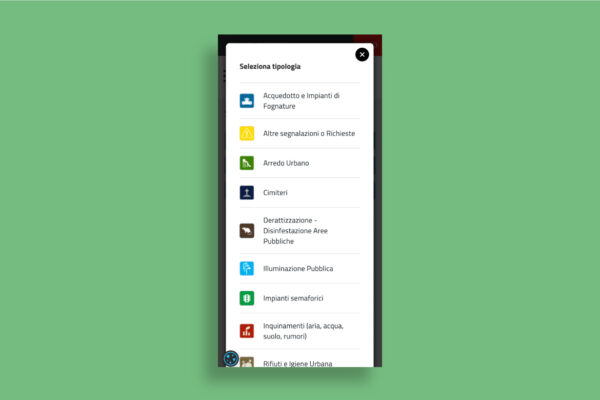 Segnalazioni Web per il Comune di Nave - lista tipologie mobile
