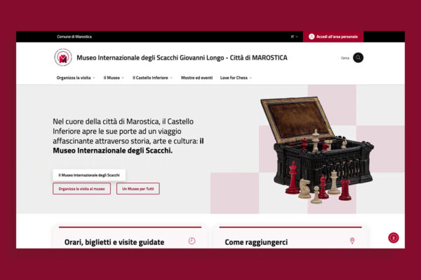 Sito web del Museo degli Scacchi di Marostica secondo modelli Designers Italia per i musei civici