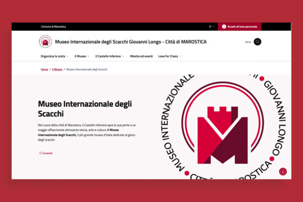 Sito web del Museo degli Scacchi di Marostica secondo modelli Designers Italia per i musei civici