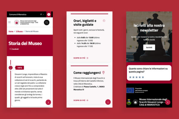 Sito del Museo degli Scacchi di Marostica secondo modelli Designers Italia per i musei civici