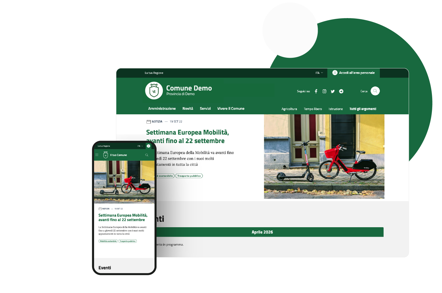 Sviluppo sito comunale secondo modelli Designers Italia - FacilePA